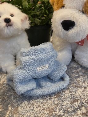 Light Blue Plush Dog Sweater - Cozy Sherpa Pet Sweater